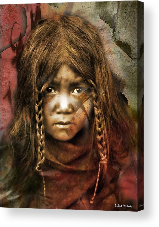 Native American Acrylic Print featuring the photograph Quilcene Boy-Twana by Robert Michaels