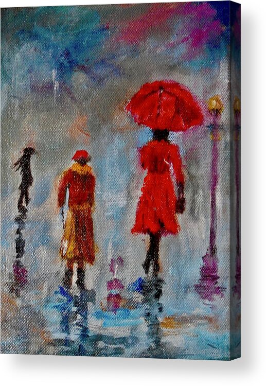 Landscape Acrylic Print featuring the painting Rainy Spring Day by Sher Nasser