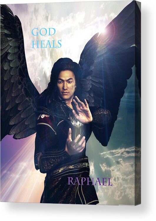 Archangel Acrylic Print featuring the painting Raphael Heals 7 by Suzanne Silvir