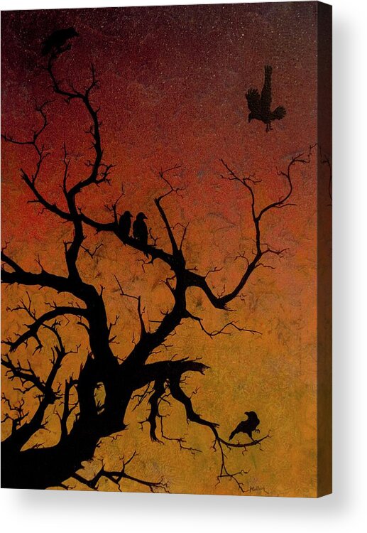 Ravens Acrylic Print featuring the painting Ravens Roost by Jack Malloch