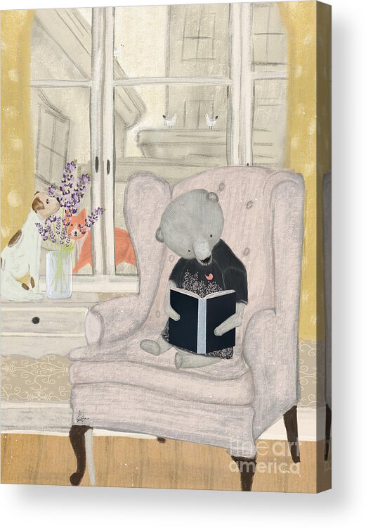 Bears Acrylic Print featuring the painting Reading Time by Bri Buckley