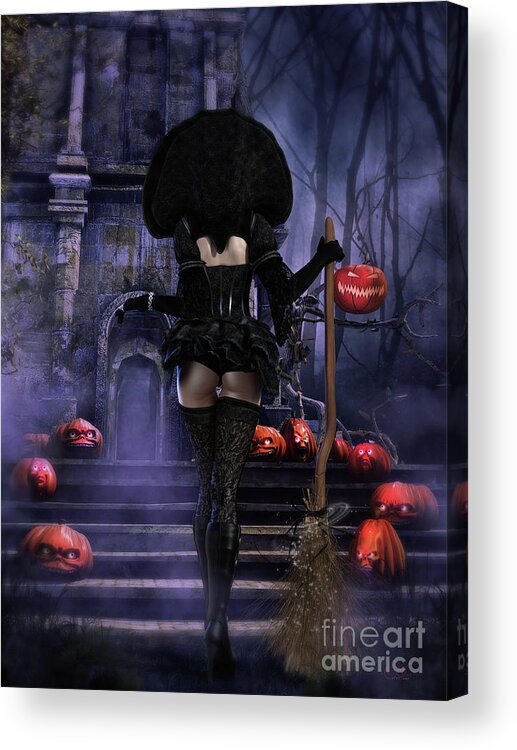Halloween Witch Acrylic Print featuring the digital art Ready Boys Halloween Witch by Shanina Conway