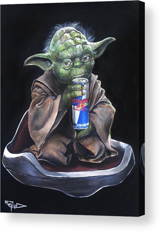 Yoda Acrylic Print featuring the painting Red Bantha by Tom Carlton