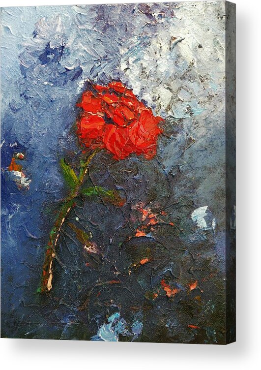 Flowers Acrylic Print featuring the painting Red flower by Ray Khalife