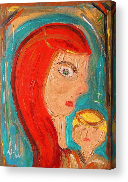 Red Acrylic Print featuring the painting Red Madonna by Mary Carol Williams