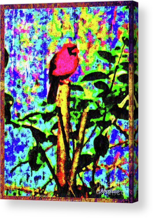 Chromatic Poetics Acrylic Print featuring the digital art Redbird Dreaming about Why Love is Always Important by Aberjhani