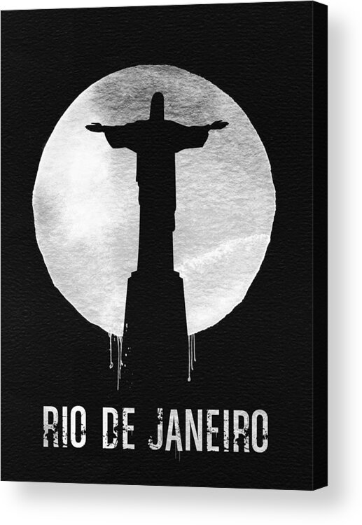 Rio De Janeiro Acrylic Print featuring the painting Rio De Janeiro Landmark Black by Naxart Studio