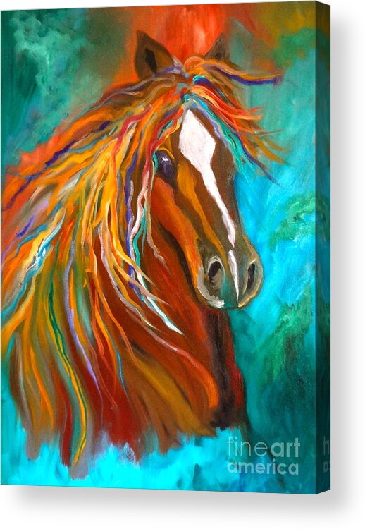 Original Horse Art Acrylic Print featuring the painting Roan Stallion by Jenny Lee