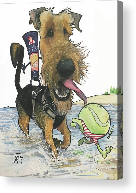 Canine Caricature Acrylic Print featuring the drawing Robbins 3176 by John LaFree