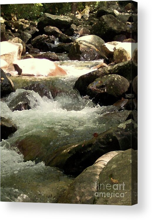 Rocky Shore Acrylic Print featuring the mixed media Rocky Stream 4 by Desiree Paquette