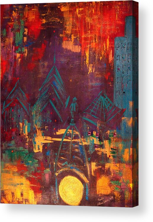 Acrylic Print featuring the painting Roofs by Lilliana Didovic