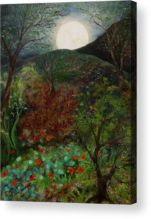 Forest Acrylic Print featuring the painting Rose Moon by FT McKinstry