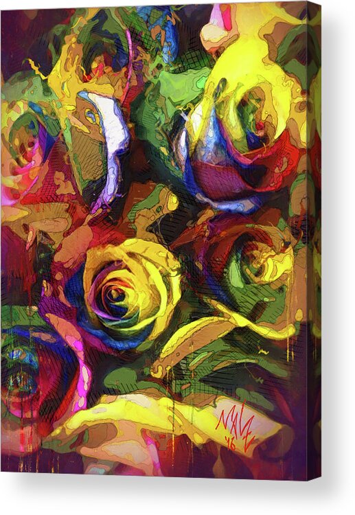 Abstract Acrylic Print featuring the painting Roses Dream by Mal-Z