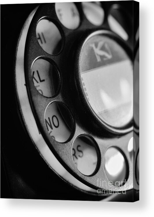 Antique Acrylic Print featuring the photograph Rotary Dial in Black and White by Mark Miller