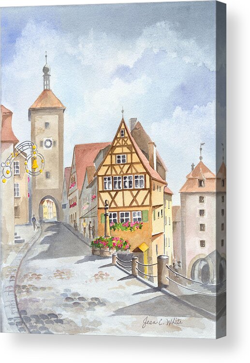 Rothenburg Acrylic Print featuring the painting Rothenburg in Germany by Jean Walker White