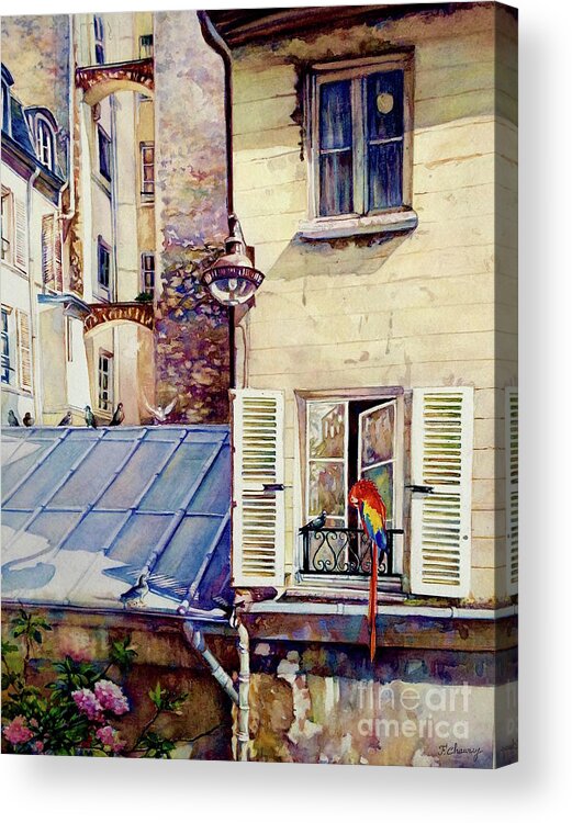 Rue Alent Acrylic Print featuring the painting Rue Allent - Paris 7eme - France by Francoise Chauray