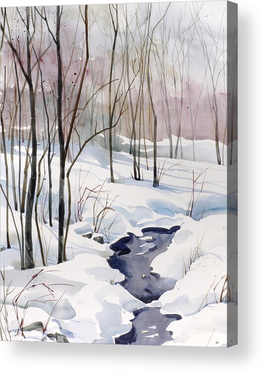 Winter Brook Scene Acrylic Print featuring the painting Running Cold by Art Scholz