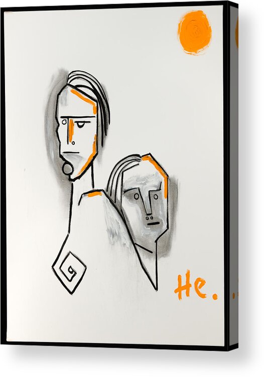 Two Heads Painting.  Acrylic Print featuring the painting Rushmore 40x30 by Hans Magden