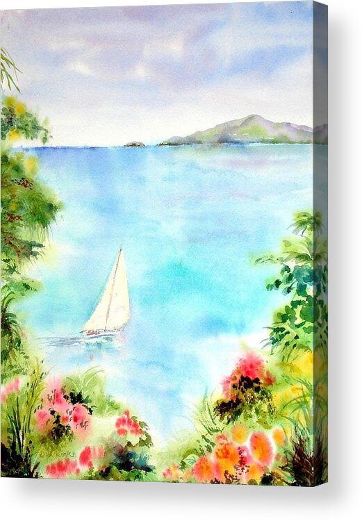 Sailing Acrylic Print featuring the painting Sailing in the Caribbean by Diane Kirk