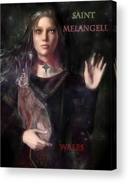 Saint Melangell Acrylic Print featuring the painting Saint Melangell of Wales by Suzanne Silvir