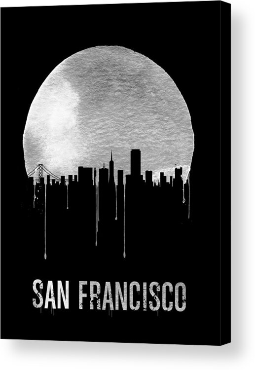 San Francisco Acrylic Print featuring the painting San Francisco Skyline Black by Naxart Studio