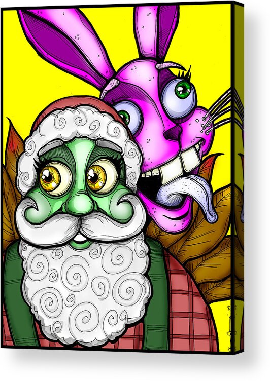 Santa Acrylic Print featuring the digital art Santa and Bunny by Christopher Capozzi