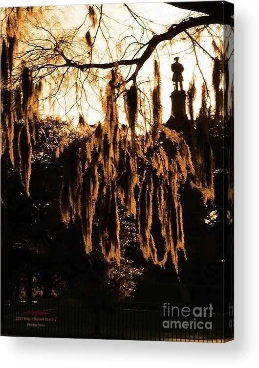 Sculpture Acrylic Print featuring the photograph Savannah Confederate Moss Sunset by Aberjhani's Official Postered Chromatic Poetics