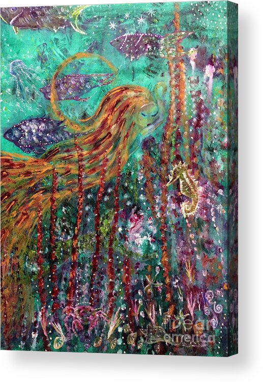 Mermaid Acrylic Print featuring the painting Sea Dreams by Julie Engelhardt