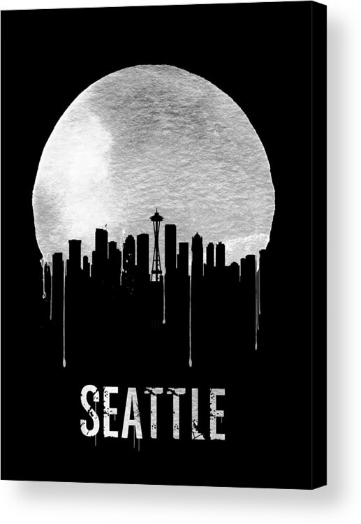 Seattle Acrylic Print featuring the painting Seattle Skyline Black by Naxart Studio