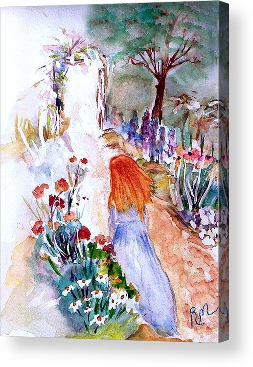 Girl Acrylic Print featuring the painting Secret Garden by Robin Monroe