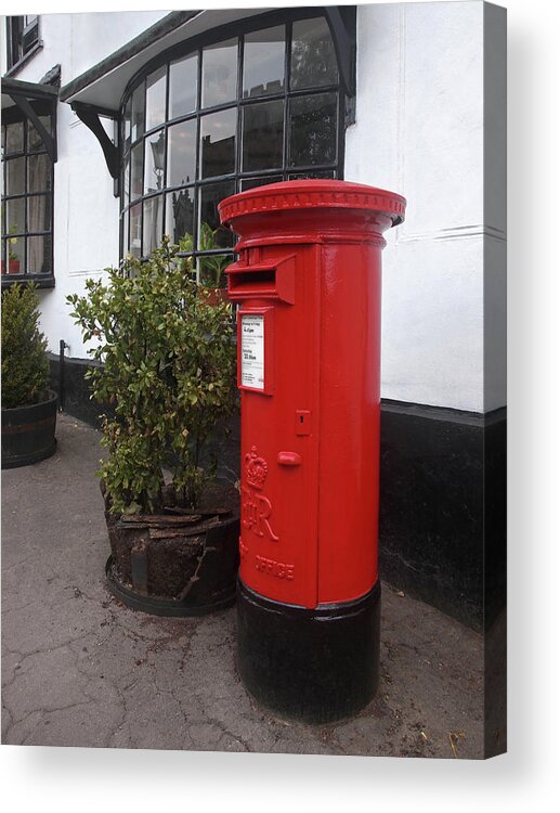 British Post Box Acrylic Print featuring the photograph Send A Message Home - Royal Mail Post Box by Gill Billington