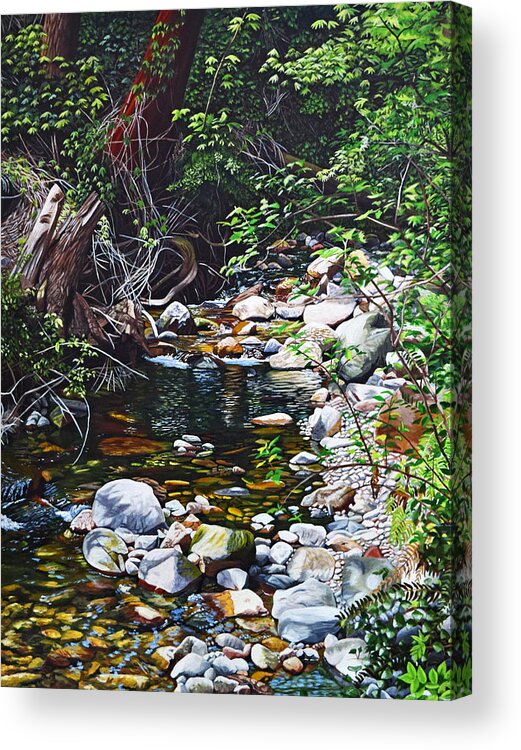 Mission Creek Acrylic Print featuring the painting Serenity Now by Melanie Cossey