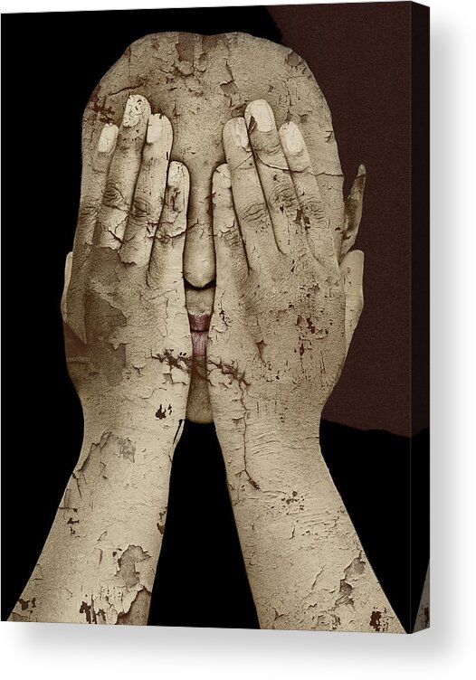 Alone Acrylic Print featuring the mixed media Shame by Jan Keteleer
