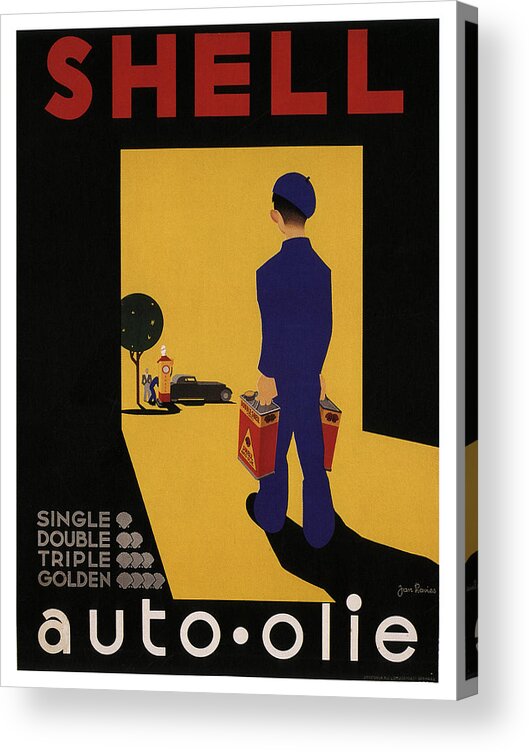 Vintage Acrylic Print featuring the mixed media Shell Auto Olie - Vintage Advertising Poster by Studio Grafiikka