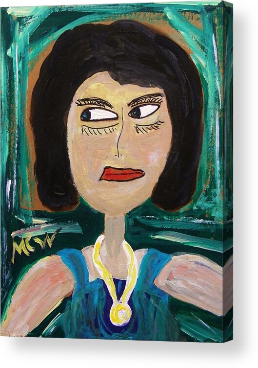 Eyes. Girl Acrylic Print featuring the painting Side Glance by Mary Carol Williams