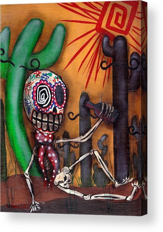 Day Of The Dead Acrylic Print featuring the painting Siesta by Abril Andrade