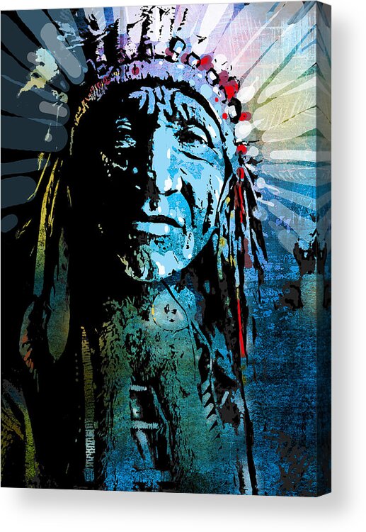 Native American Acrylic Print featuring the painting Sioux Chief by Paul Sachtleben