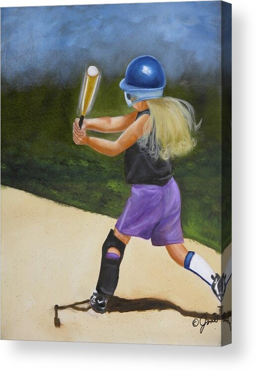 Child Acrylic Print featuring the painting Slugger by Joni McPherson