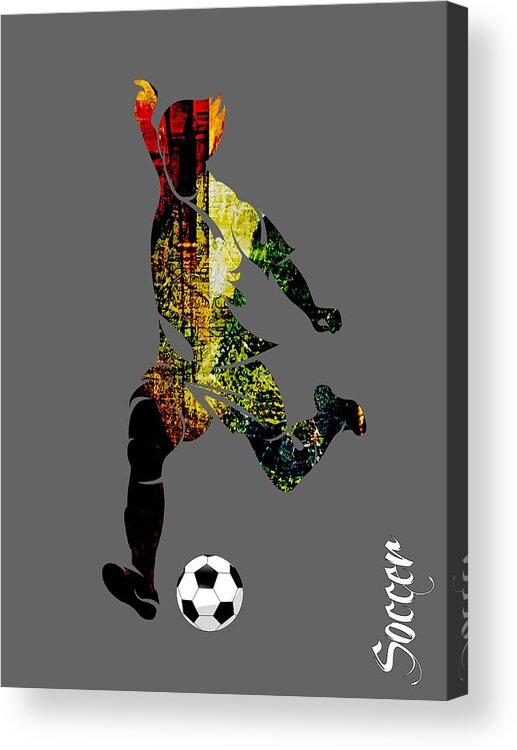 Soccer Acrylic Print featuring the mixed media Soccer Collection by Marvin Blaine