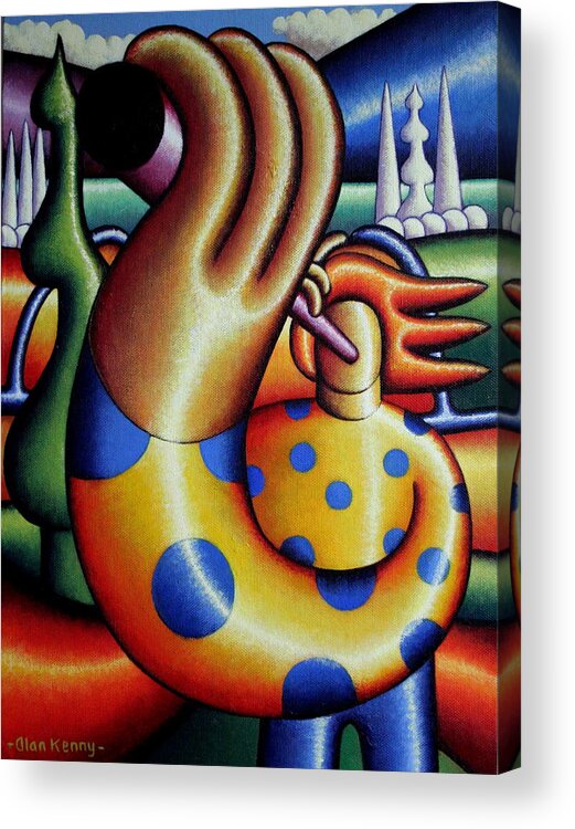 Musician Acrylic Print featuring the painting Soft Gloss Musician In Landscape by Alan Kenny