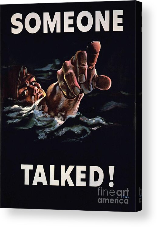 Someone Talked Vintage War Poster Acrylic Print featuring the painting Someone talked Vintage by MotionAge Designs
