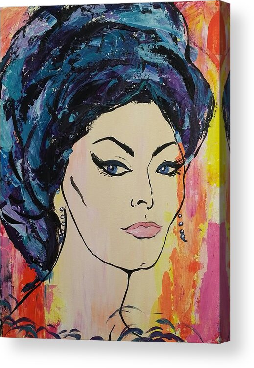 Sophia Loren Acrylic Print featuring the painting Sophia Inspired by Lynne McQueen