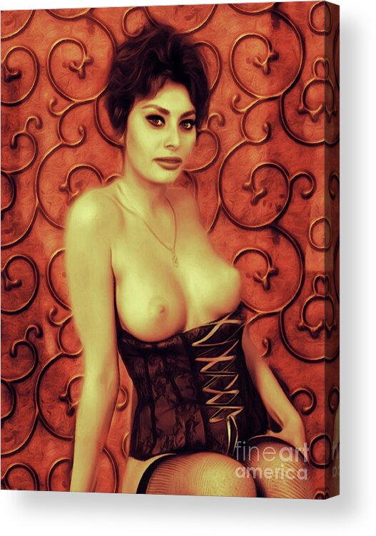 Sophia Acrylic Print featuring the digital art Sophia Loren, Sexy Movie Star by Esoterica Art Agency
