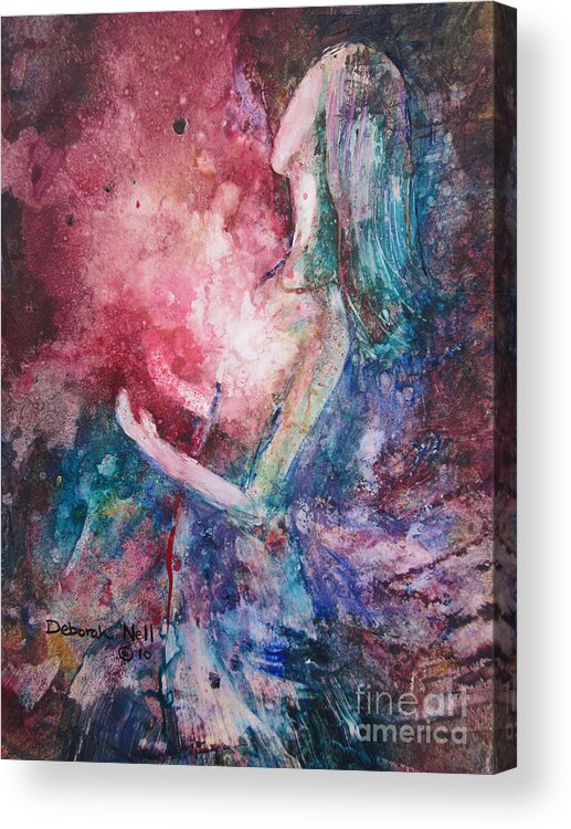 Yupo Paper Acrylic Print featuring the painting Spirit of the Living God by Deborah Nell