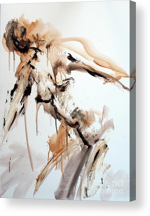 Nude Acrylic Print featuring the painting Splash 04984 by AnneKarin Glass