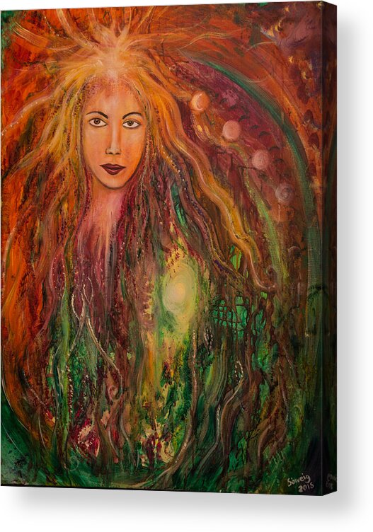 Goddess Acrylic Print featuring the painting Spring Goddess by Solveig Katrin
