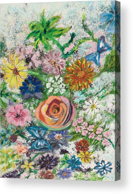 Flowers Spring Yellow Acrylic Print featuring the painting Springtime by Lucille Valentino