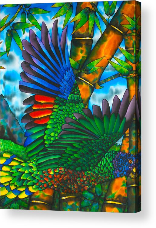 St. Lucia Parrot Acrylic Print featuring the painting Gwi Gwi St. Lucia Amazon Parrot - Exotic Bird by Daniel Jean-Baptiste