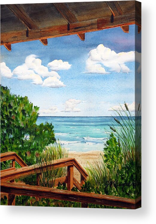 Beach Acrylic Print featuring the painting St. Lucie's Beach by Joseph Burger