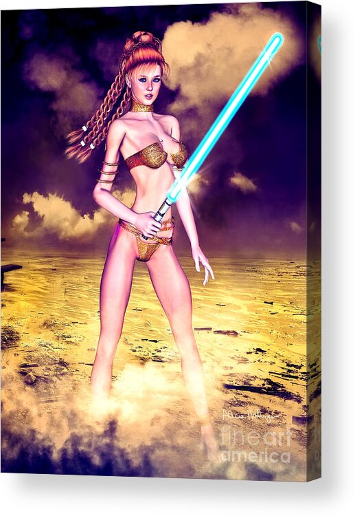 Star Wars Acrylic Print featuring the digital art Star Wars Inspired Fantasy Pin-Up Girl by Alicia Hollinger